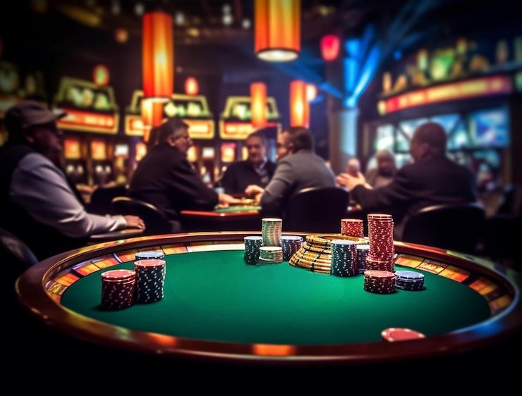 Dealer profesional di meja Sic Bo kasino langsung